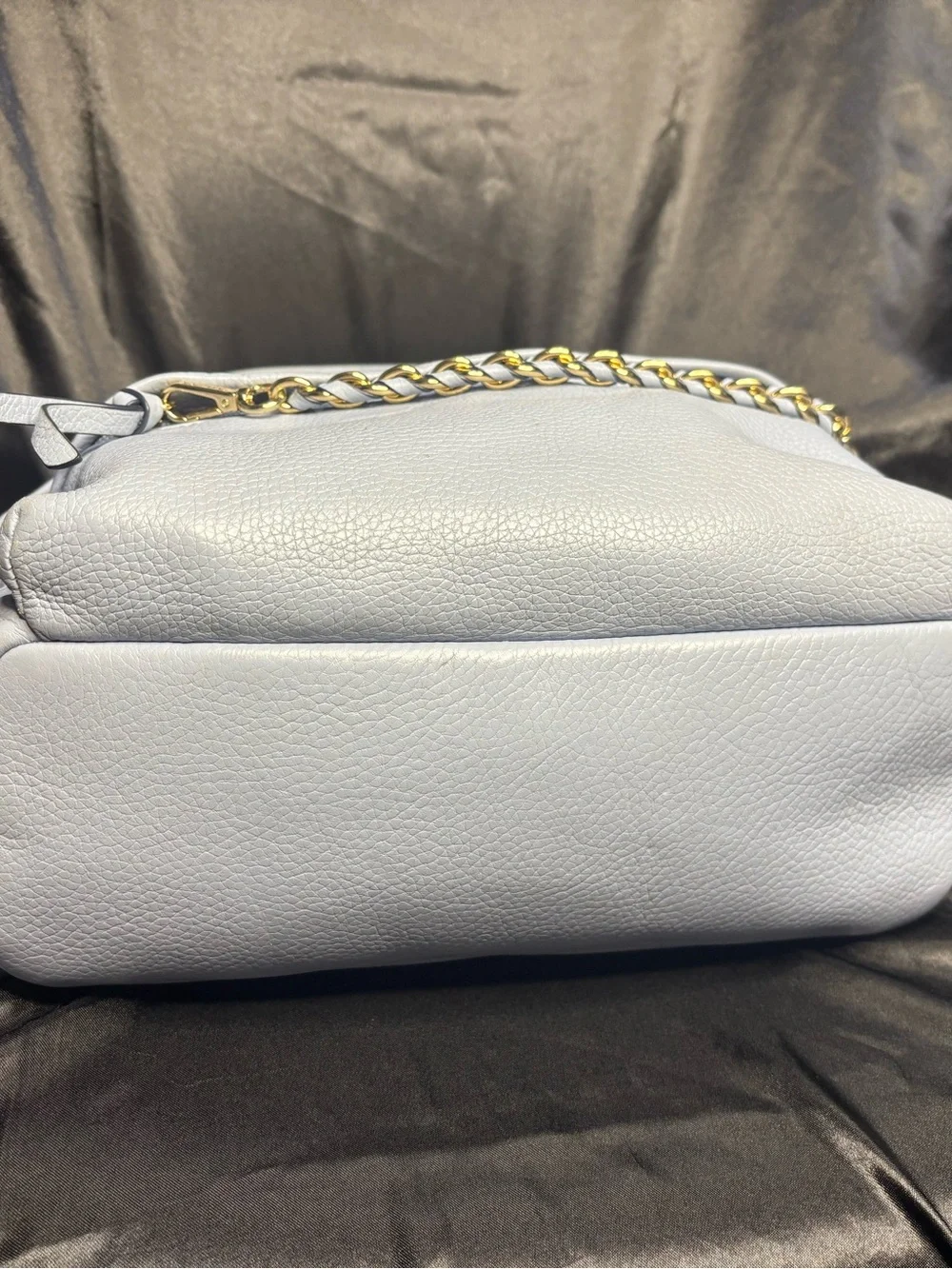 Michael Kors Slater Medium Pebbled Leather Backpack in a pale blue with dust bag